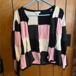 Patchwork button up sweater